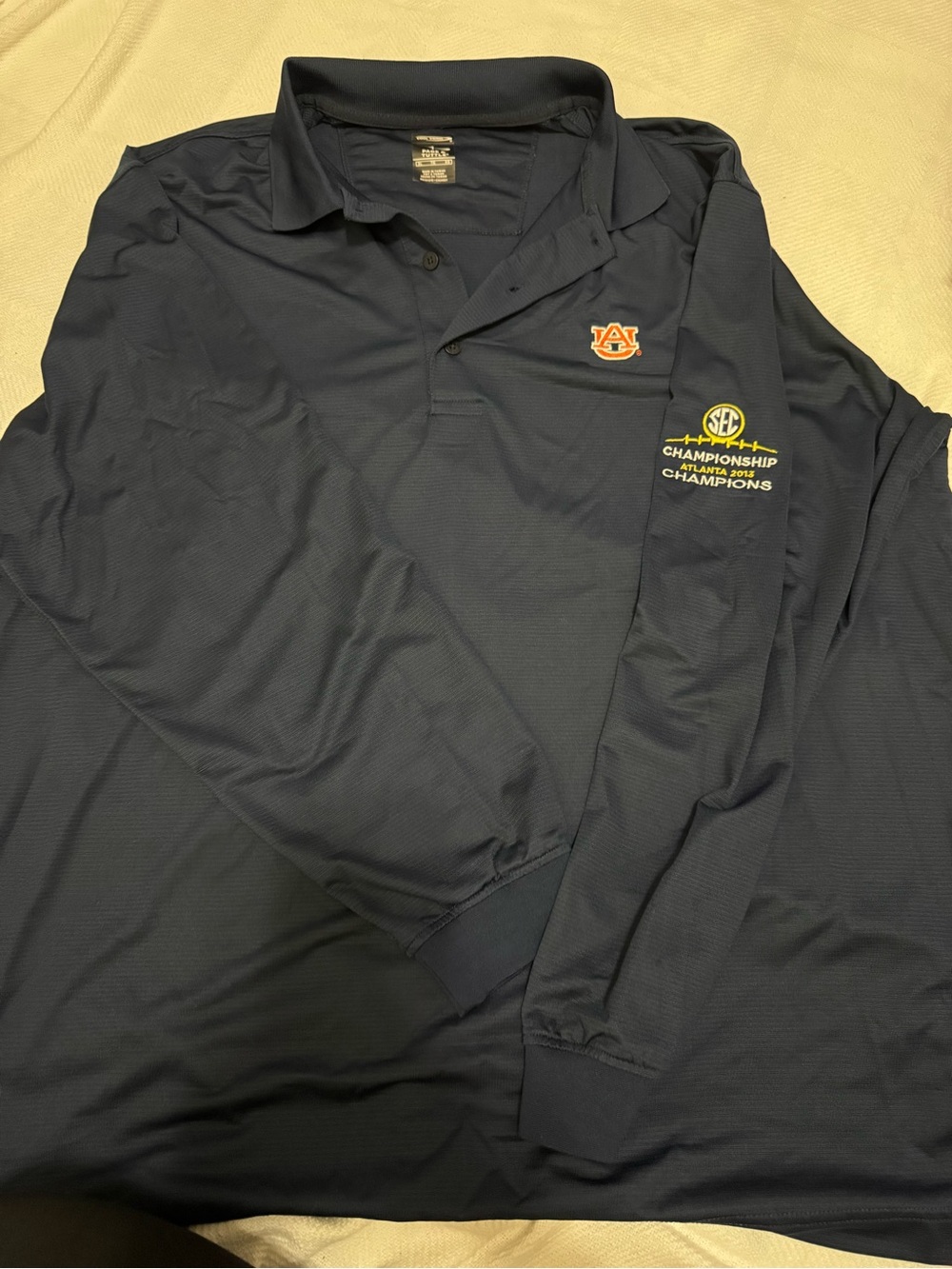 Auburn Navy Lightweight Long-Sleeve Polo Jacket - Collegiate Logo